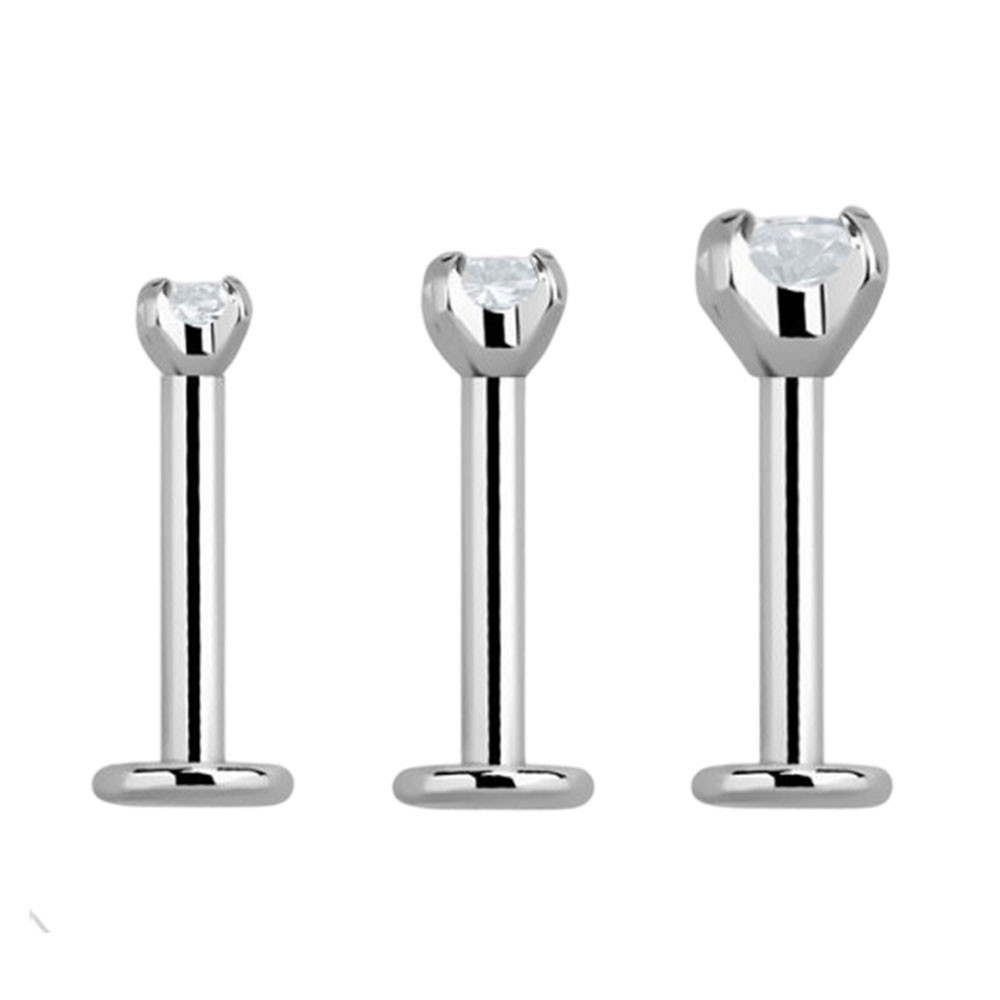 Sterilized 316L Surgical Steel Crystal CZ Labret Stud 16G 8mm