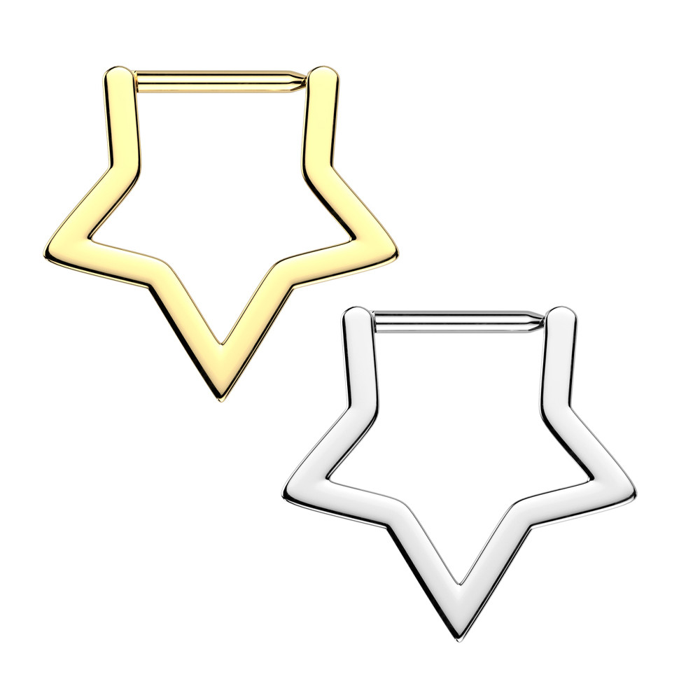 Titanium Star Hoop Earrings Hinged Segment Ring 8mm