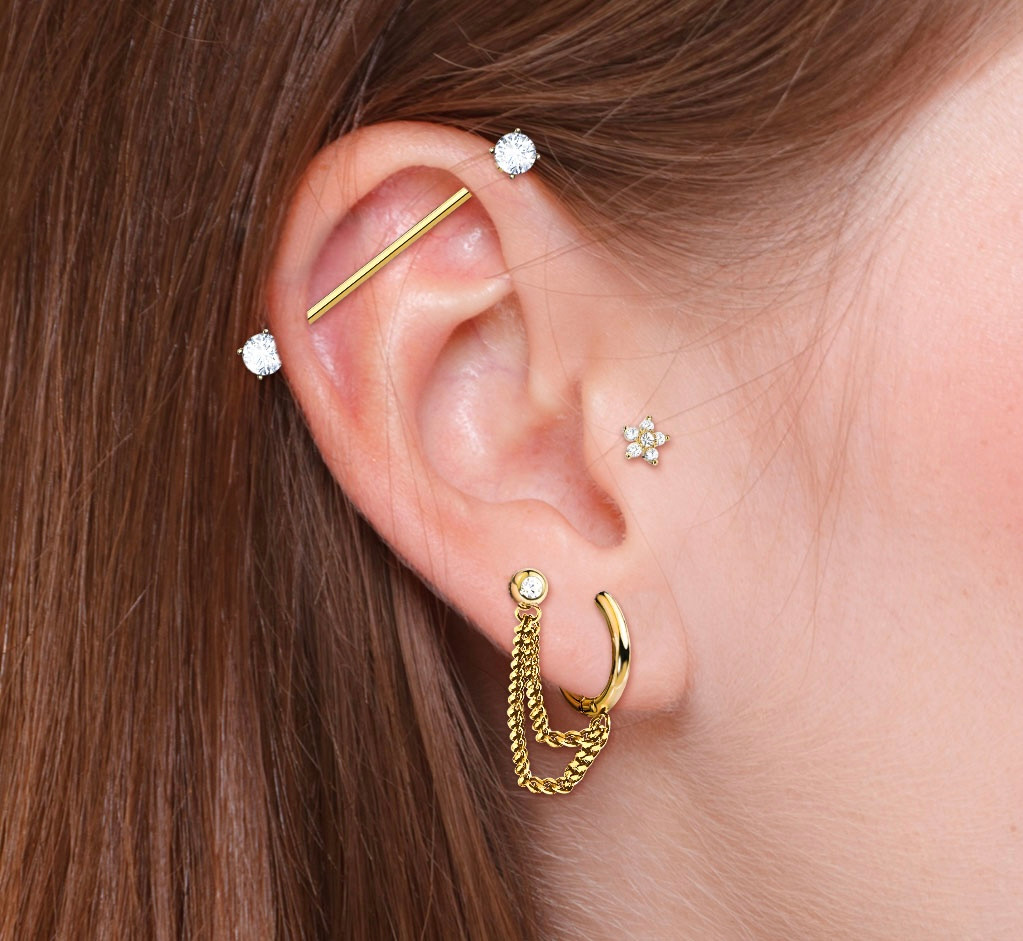 Bar Hoops For Cartilage Piercing 3PCS Labret Earring Industrial