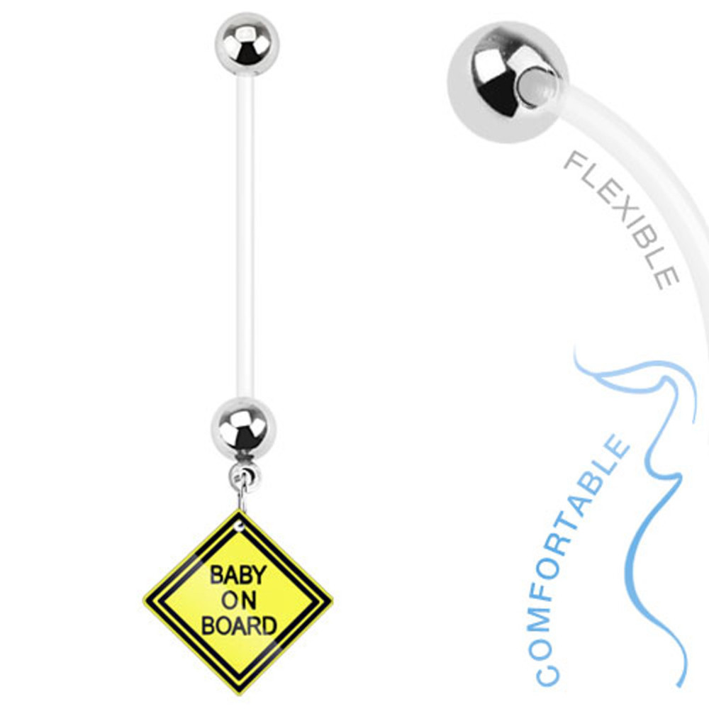 Baby on Board Pregnancy Maternity Belly Button Ring 14G 25mm