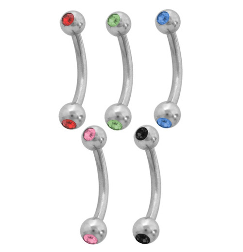 16 Gauge Titanium Jeweled Curved Barbell Rook Earring