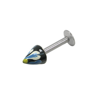 Long Cone Spike Bead Labret Stud 12G