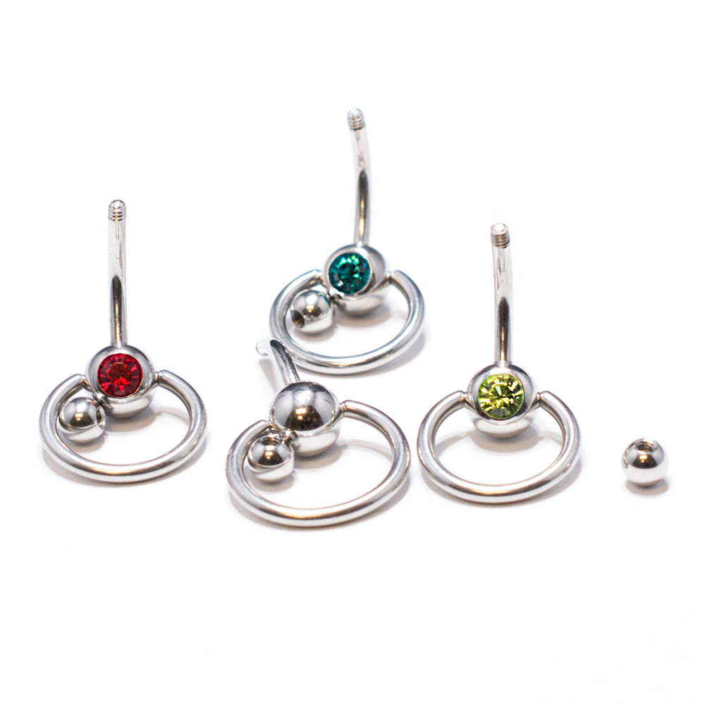 4Pk Surgical Steel Belly Button Rings 14G Double CZ Navel Ring Piercing Jewelry