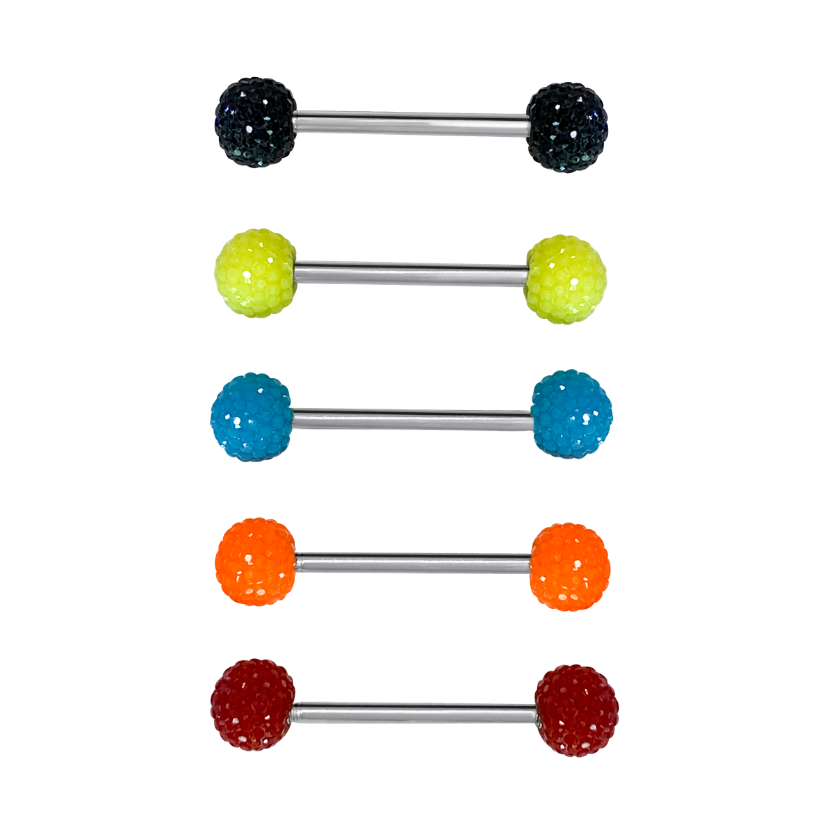 Blue Stripe Acrylic Ball with Surgical Steel Tongue Bar