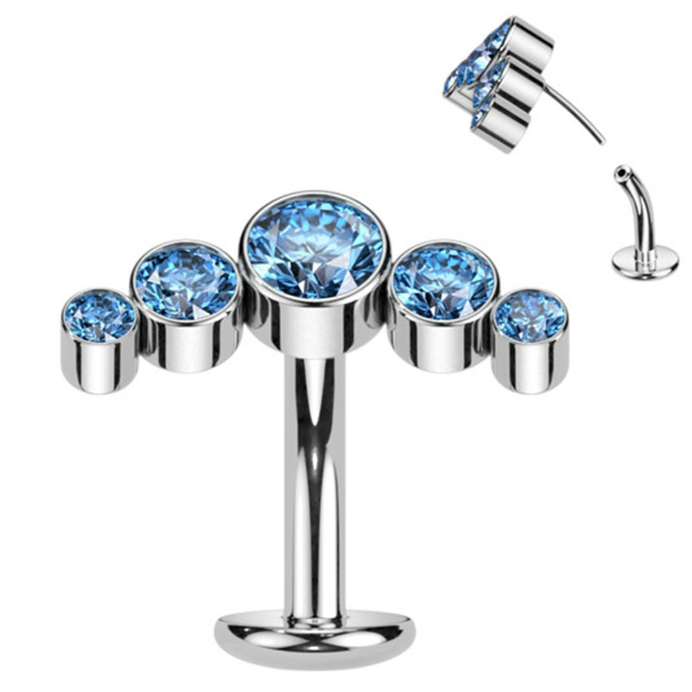 G23 Titanium Bezel CZ Floating Convex Base Belly Ring 14G 8mm