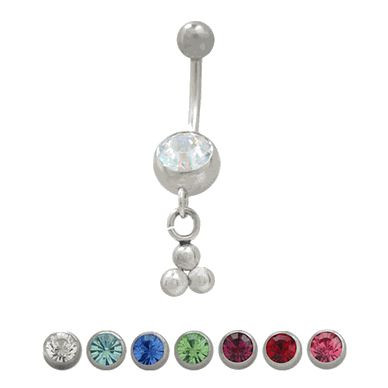 Belly Button Ring Navel Ring Surgical Steel with Dangling Martini Glass