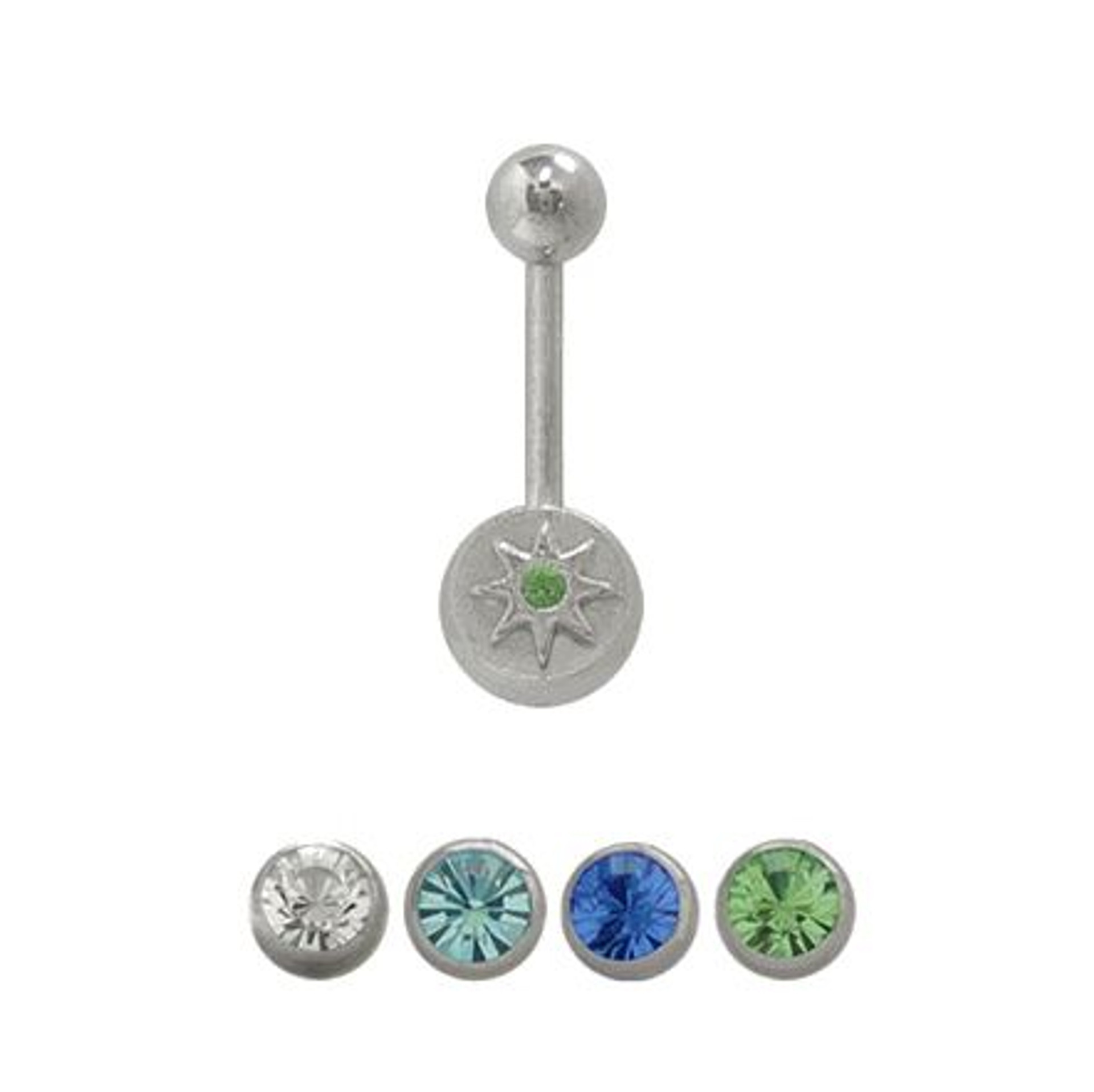 Reverse Design Belly Button Ring Surgical Steel with Jewels
