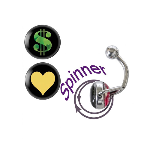 Spinner Dollar Heart Symbol J Shape Belly Ring Piercing