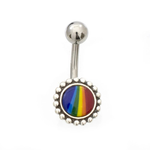 Flower Rainbow Logo Belly Button Ring