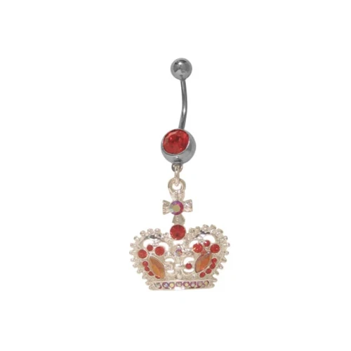 Dangling Crown CZ Belly Button Ring Piercing
