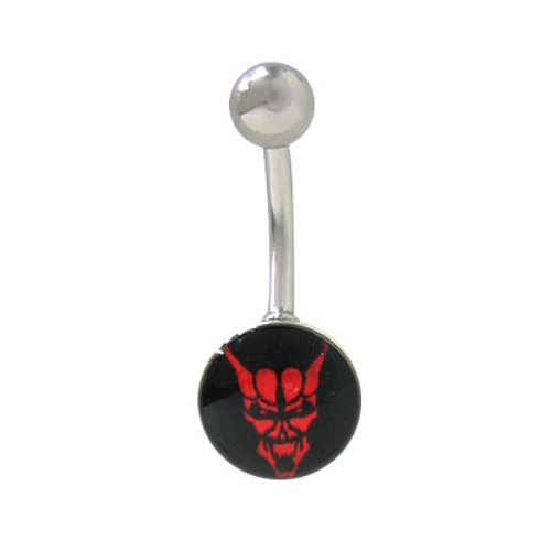 Belly Button Ring Surgical Steel with Holographic Devil 14G