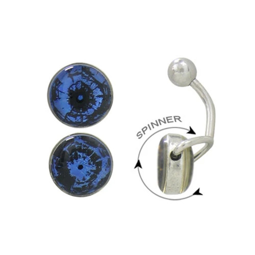 Black Blue Design Belly Button Ring Piercing