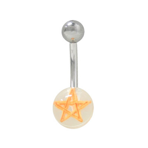 Belly Button Ring Surgical Steel with Acrylic Ball with Star (14g)