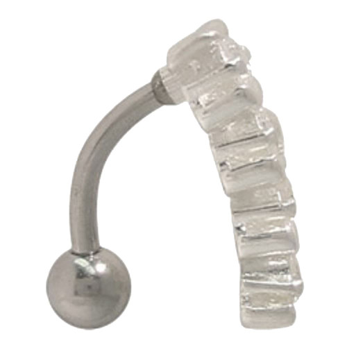 S-Swirl CZ Top Down Reversed Navel Ring Belly Piercing Jewelry 14G Surgical Steel