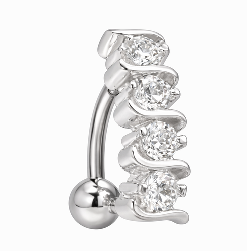 Prong CZ Reverse Belly Button Ring
