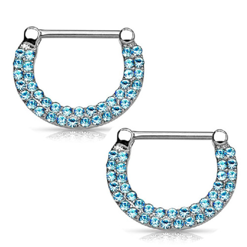 Aqua CZ Set Nipple Clicker