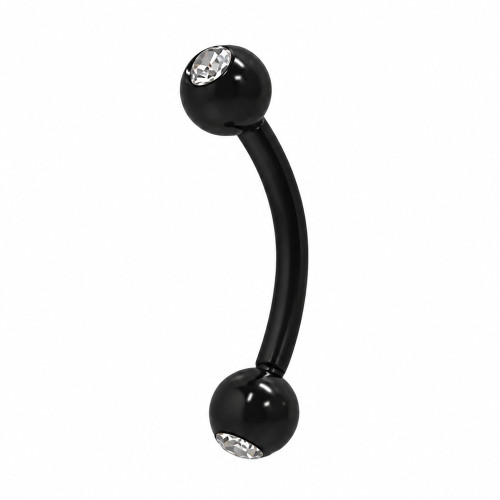 PVD Black CZ Curved Barbell