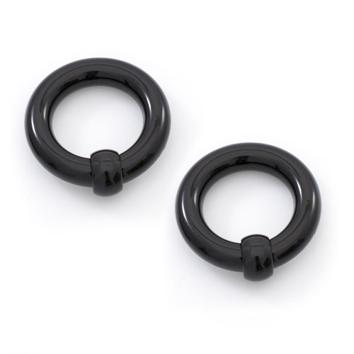 Out of Stock - Pair of Black Acrylic Captive Bead Rings 4ga 5/8