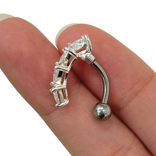 Top Down Reverse Belly Ring Triangle CZ