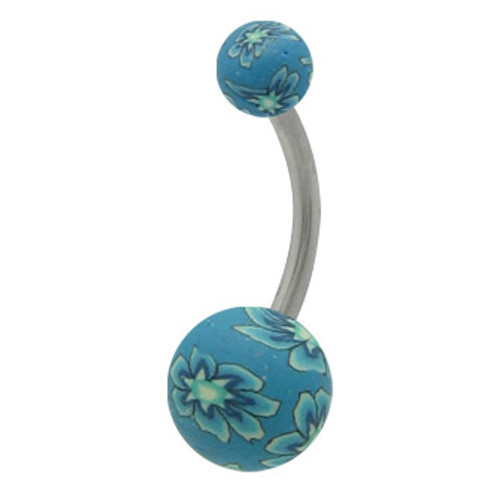 Blue Flower Silicone Ball Belly Rings Blue Flower Silicone Ball Belly Rings
