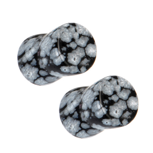 Snowflake Obsidian Black Stone Saddle Plugs