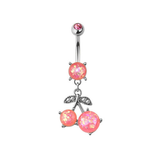 Pink Opal Cherry Belly Rings