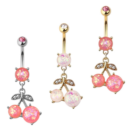Dangle Opal Cherry Belly Button Ring