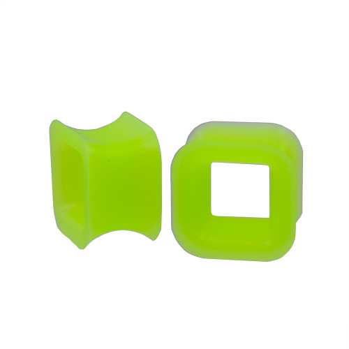 Pair of Green Square Design Silicone Tunnels 7/16- 11mm