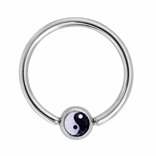 Yin Yang Logo Captive Bead Ring
