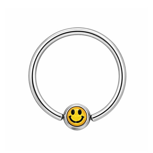 Smile Imoji Logo Captive Bead Rings