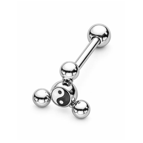 Yin Yang Logo Tongue Barbells Rings Piercings