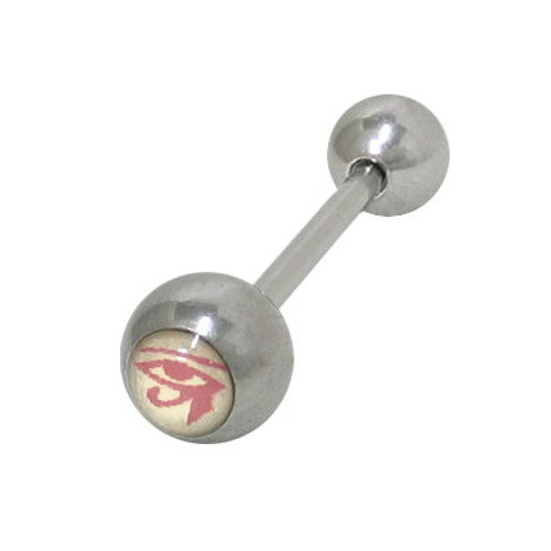 Straight Barbell Tongue Ring Surgical Steel Shaft with Eye Logo