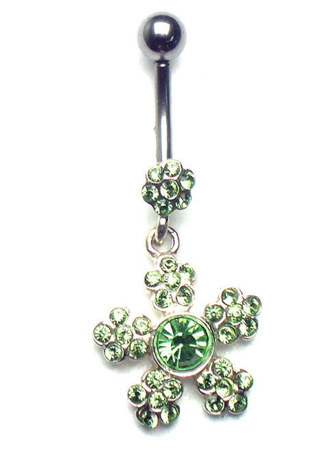 14 gauge Body jewelry, 316L surgical steel with sterling silver design, Belly button ring
