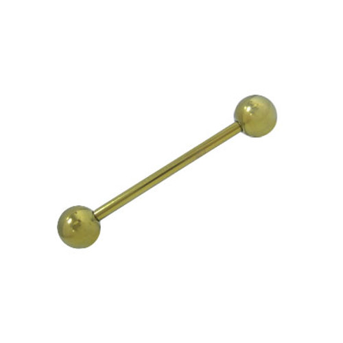 Yellow Solid Titanium 14 gauge Barbell Tongue Ring