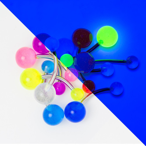 14G UV Glow Ball Belly Rings