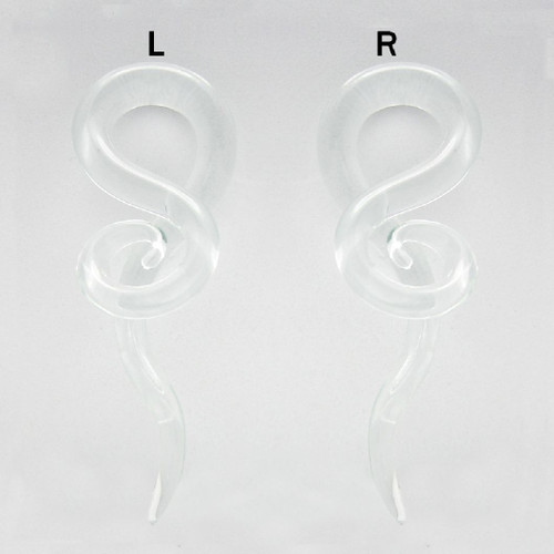 Pair of Glass Tapers Single Twist Clear Pyrex with Spiral End 00ga 7/16 - Out of Stock Pair of Glass Tapers Single Twist Clear Pyrex with Spiral End 00ga 7/16 - Out of Stock