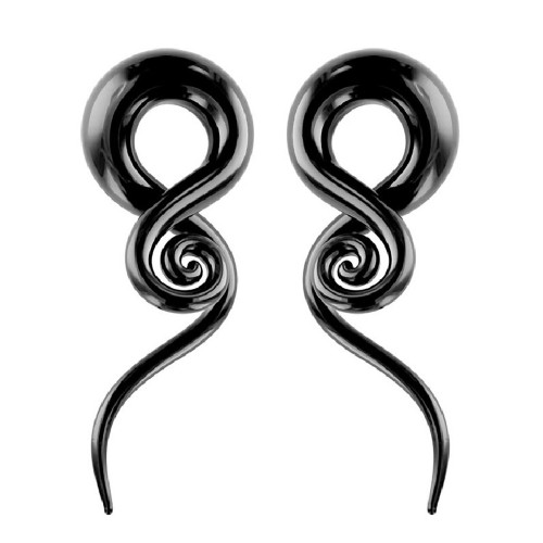 Black Pyrex Glass Spiral Tapers Black Pyrex Glass Spiral Tapers