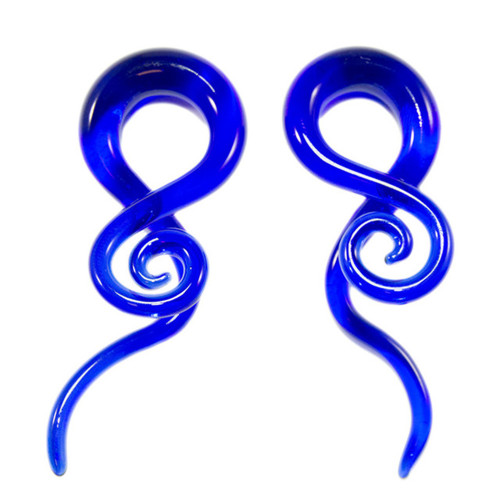 Blue Pyrex Glass Spiral Tapers Blue Pyrex Glass Spiral Tapers