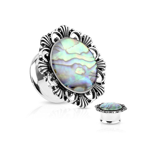 Pair of  Vintage Flower Ear Plugs Double Flared (2GA - 5/8"inch) Surgical Steel