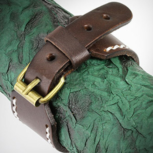 Brown Leather Stitched Border Bracelet