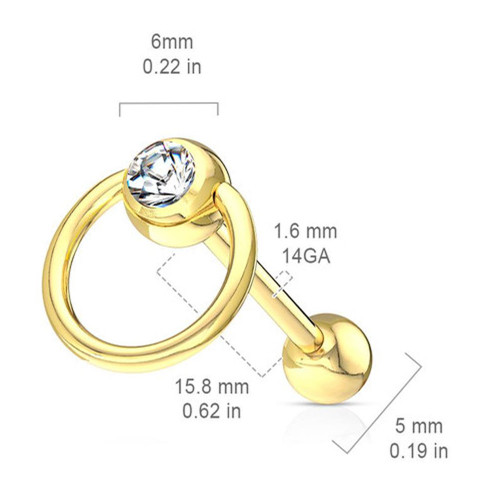 Stright Barbell Slave Ring Tongue Bar