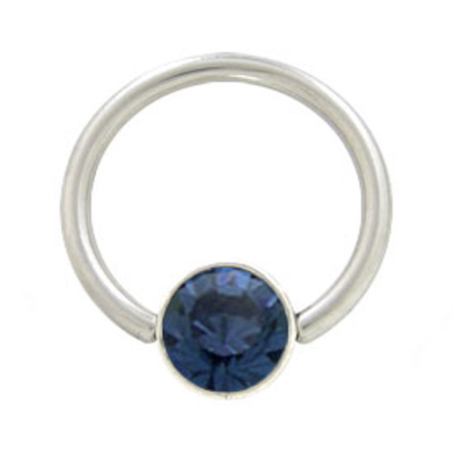 Dark Blue CZ Captive Bead Ring