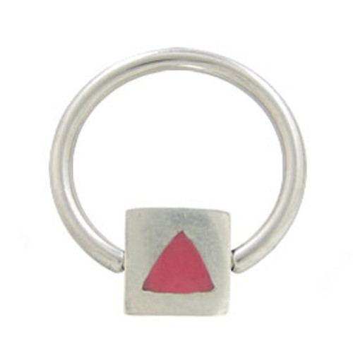 Red Triangle Square Bead Captive Ring