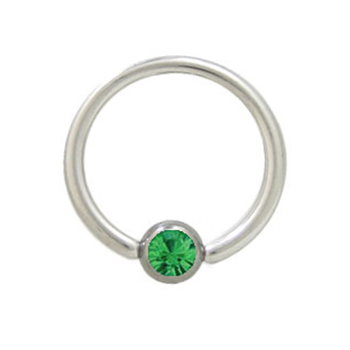Green CZ Captive Bead Ring