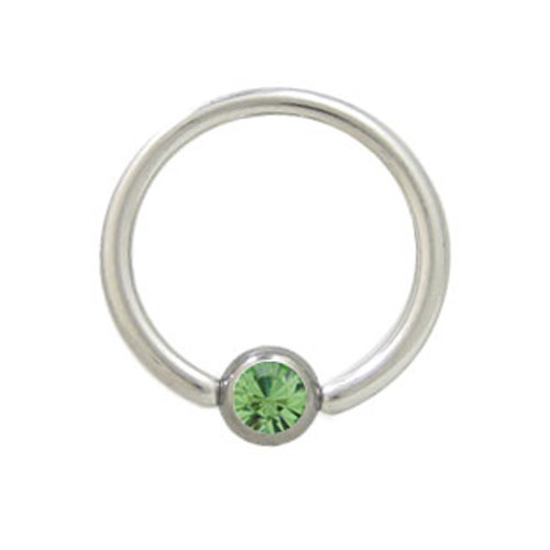 Lignt Green CZ Captive Bead Ring