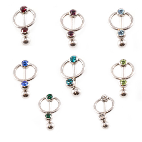 Cartilage - Tragus Barbell Earring, Door Knocker Design with Jewels