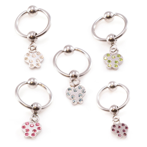 Dangling Butterfly CZ Captive Bead Rings