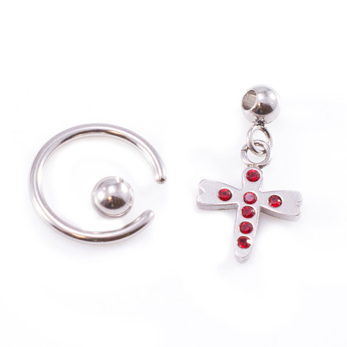 Dragonfly CZ Dangle Captive Rings