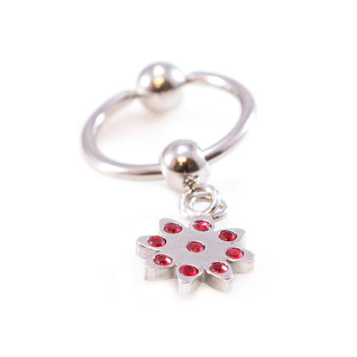 Flower CZ Dangle Captive Rings