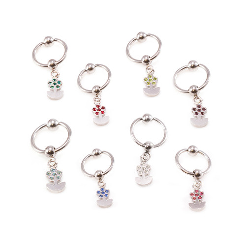 Dangling Flower CZ Captive Bead Rings